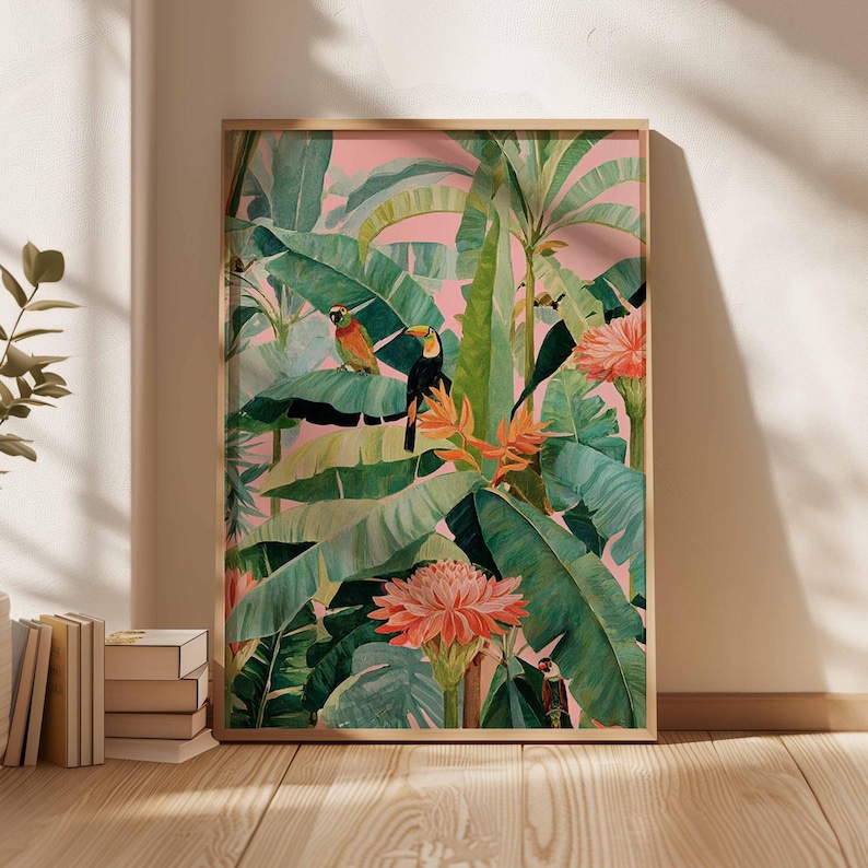 Home Office Or - 1 adet Retro Tropikal Kanvas Poster,