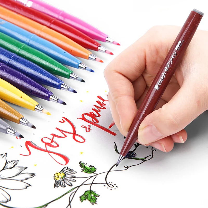 Pentel Pen Sign Pen - 12 renk Japon Pentel Touch Fırça