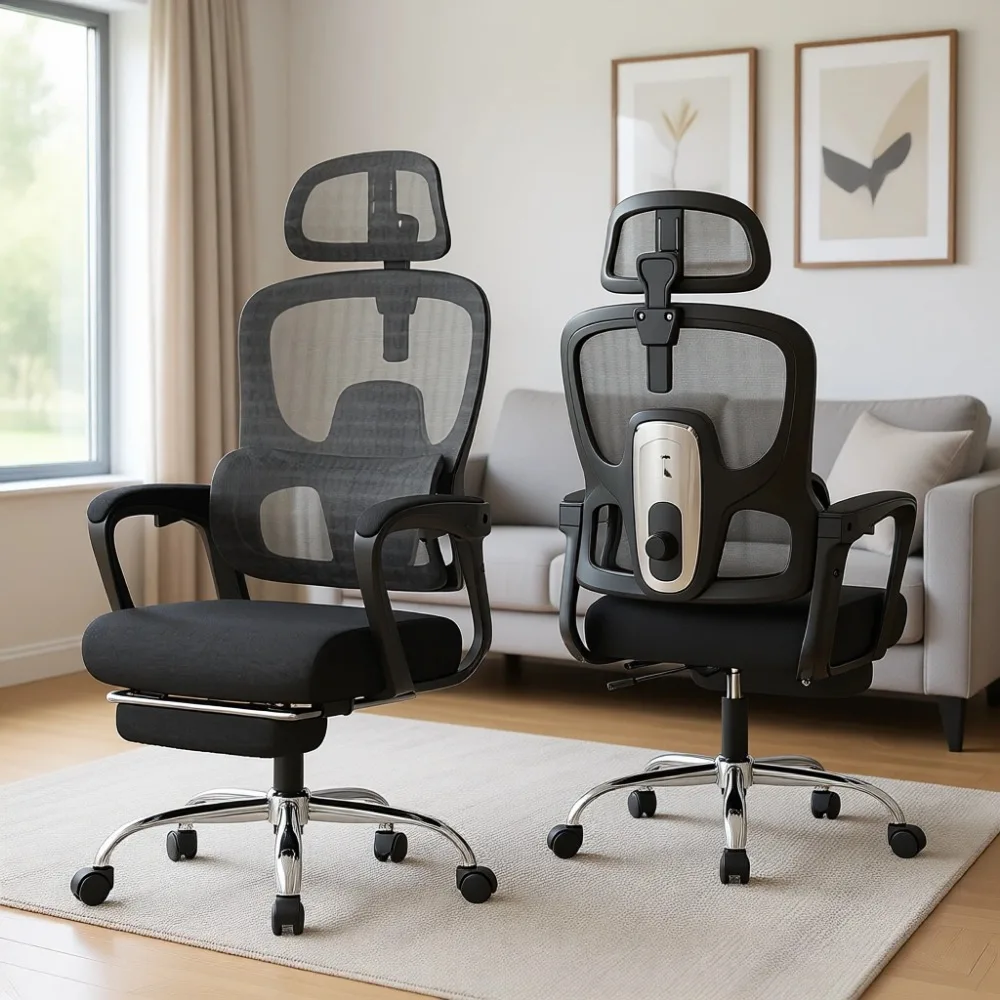 Ergonomic Office Chair - Ayak Desteği, Ayarlanabilir Bel Desteği ve