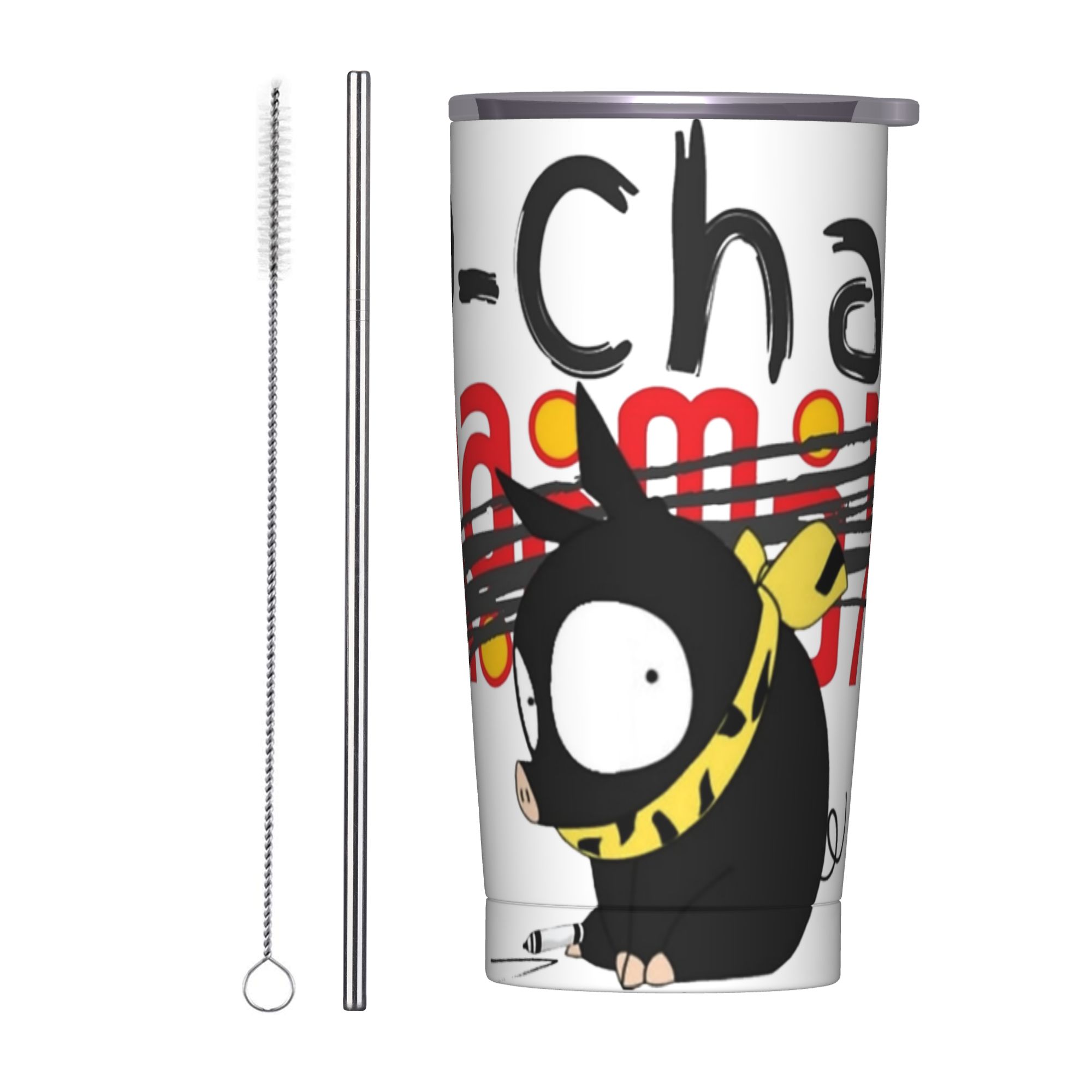 Home Office Logo - P-Chan Ranma Logolu Pipetli Yalıtımlı Bardak
