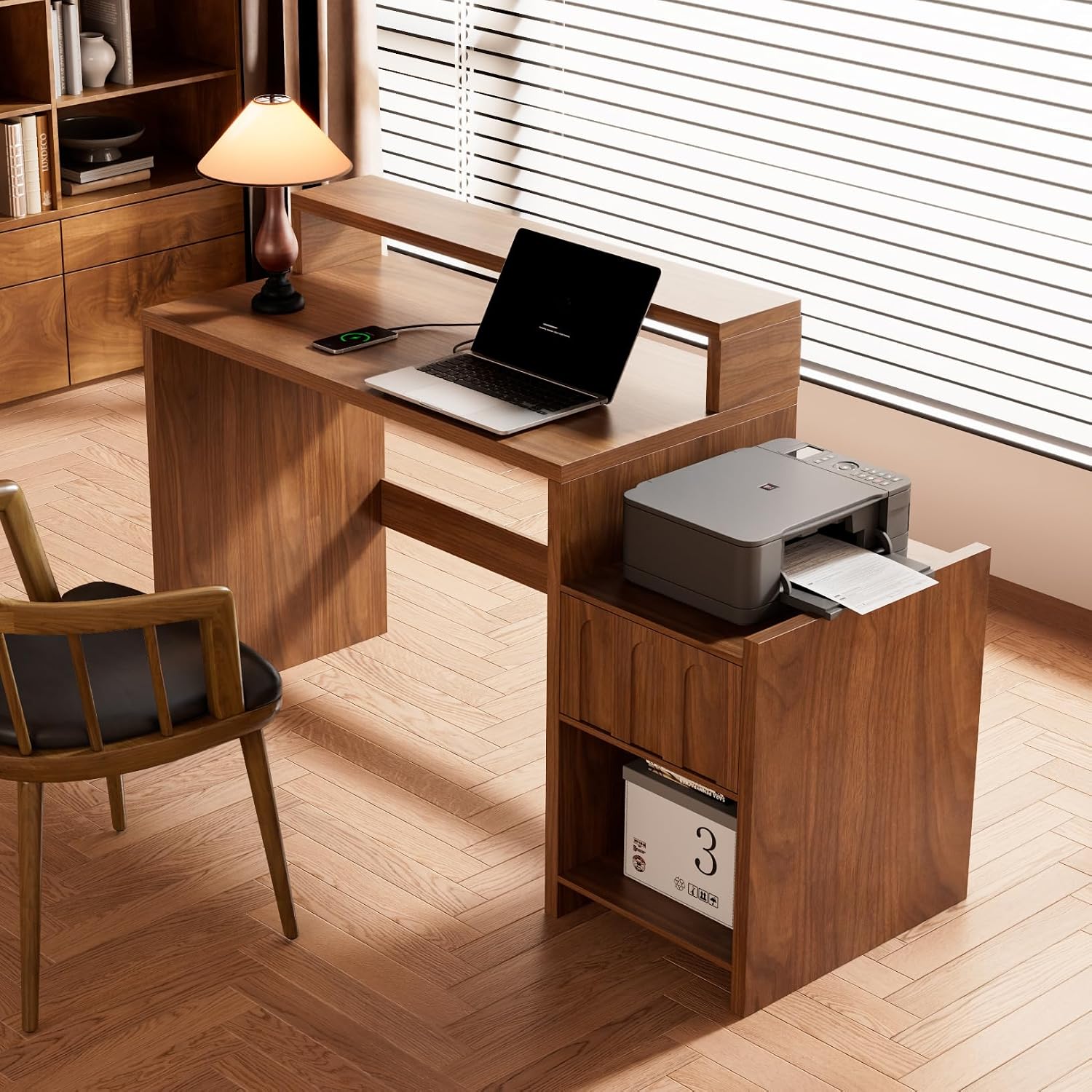 60 İnç Çekmeceli ve Yazıcı Raf - Home Office Work Table incelemesi ve fiyatı