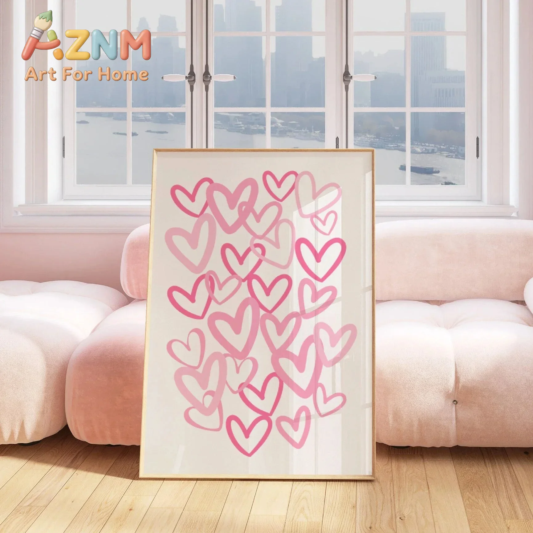 Şık Pembe Kalp Desenli Kanvas  - Home Office Room Inspiration incelemesi ve fiyatı
